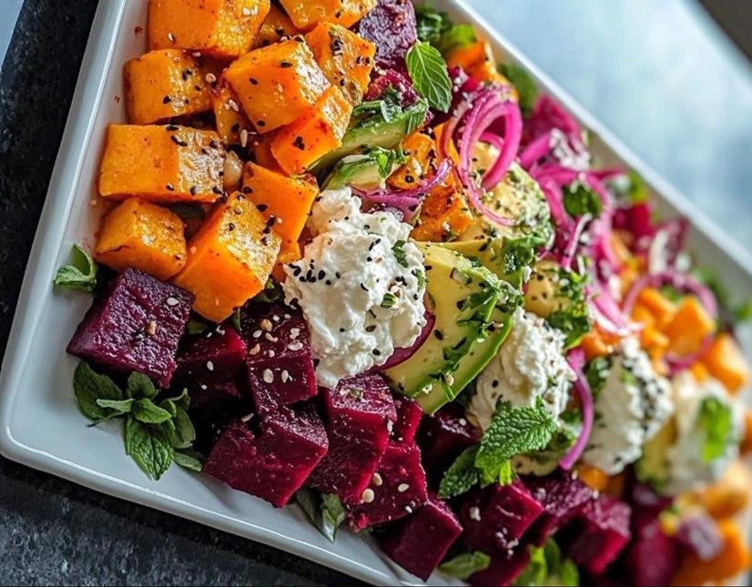 Roasted Beet, Sweet Potato & Avocado Salad