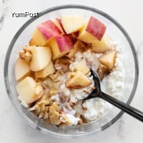 Cottage Cheese Breakfast Bowl with Apple, Walnuts & Maple Syrup